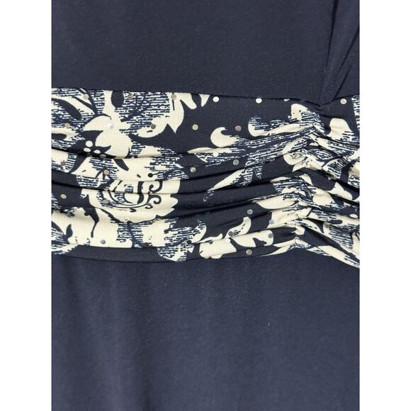 Jessica Howard Dress Size 12P Navy White Floral Embellished MOB Guest Formal 2PC - Picture 7 of 9